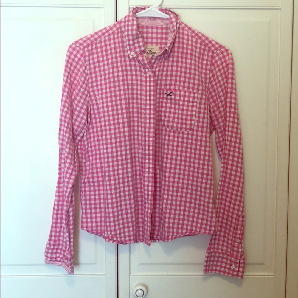 Long sleeve pink and white scare shirt